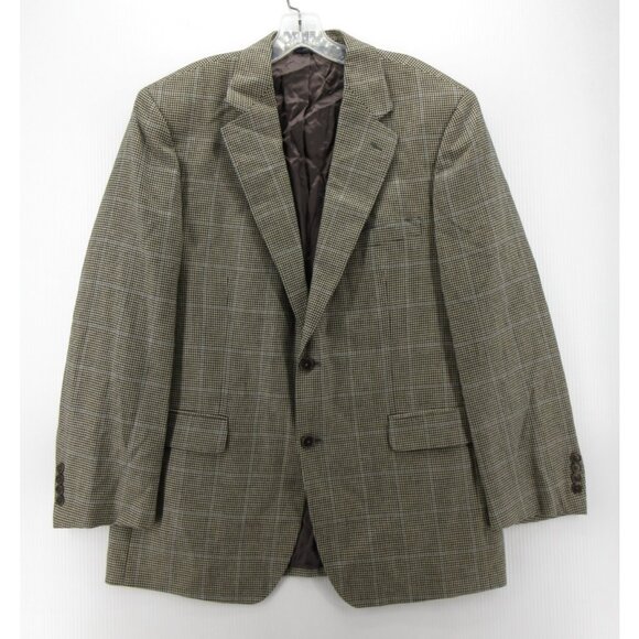 Brooks Brothers Sport Coat 41 Blazer Wool Houndstooth Windowpane VGT - Picture 1 of 13